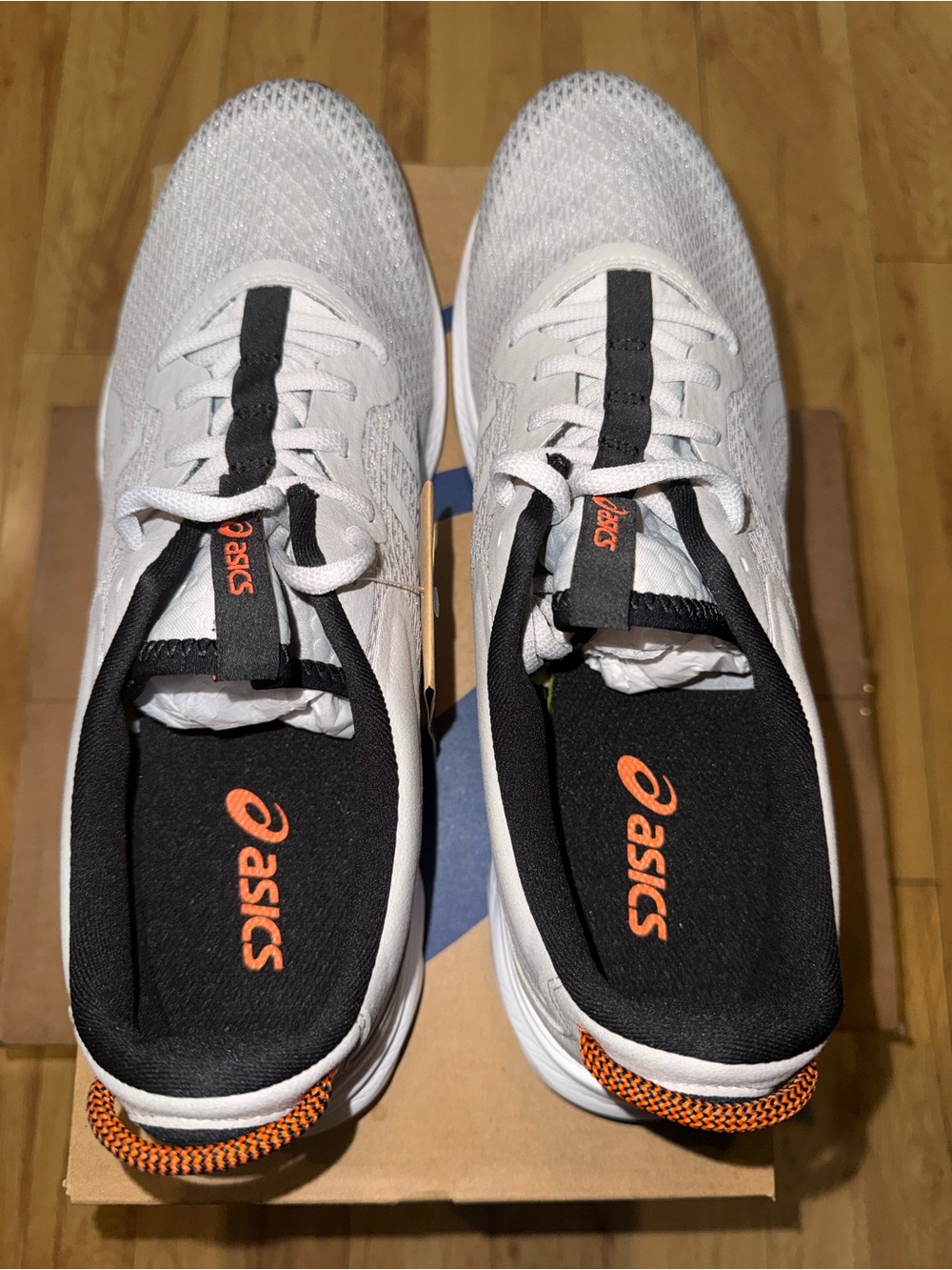 Asics Light Gray and Black Men's Running Sneakers with Orange Accents - Picture 4 of 13